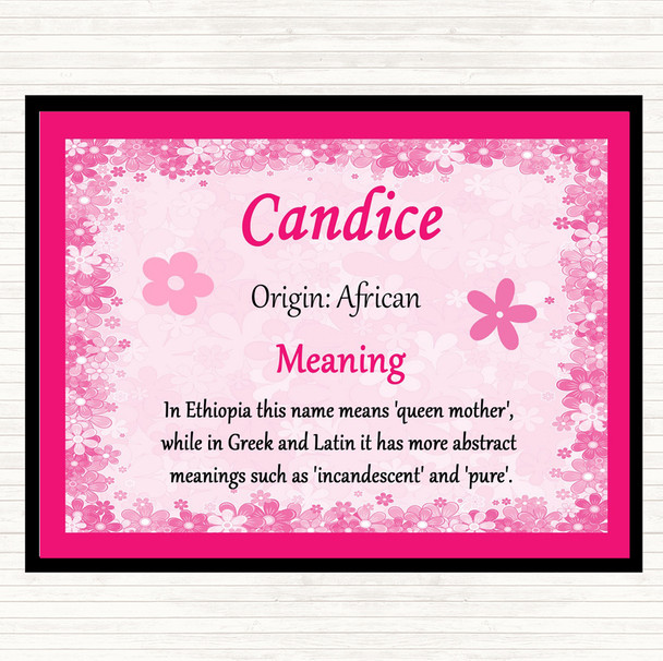 Candice Name Meaning Placemat Pink