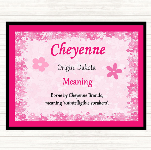 Cheyenne Name Meaning Placemat Pink