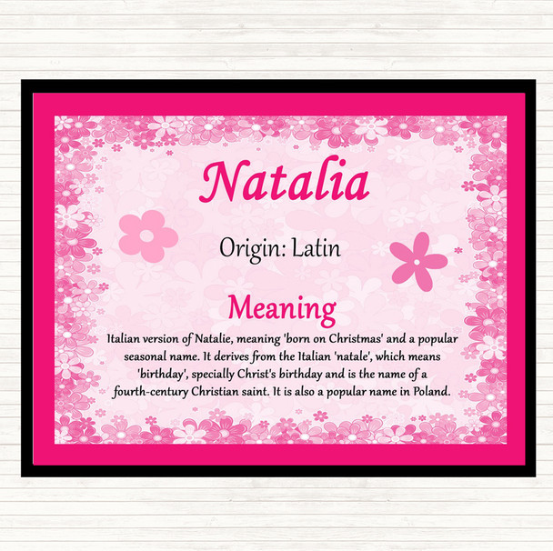 Natalia Name Meaning Placemat Pink