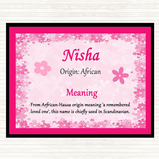 Nisha Name Meaning Placemat Pink