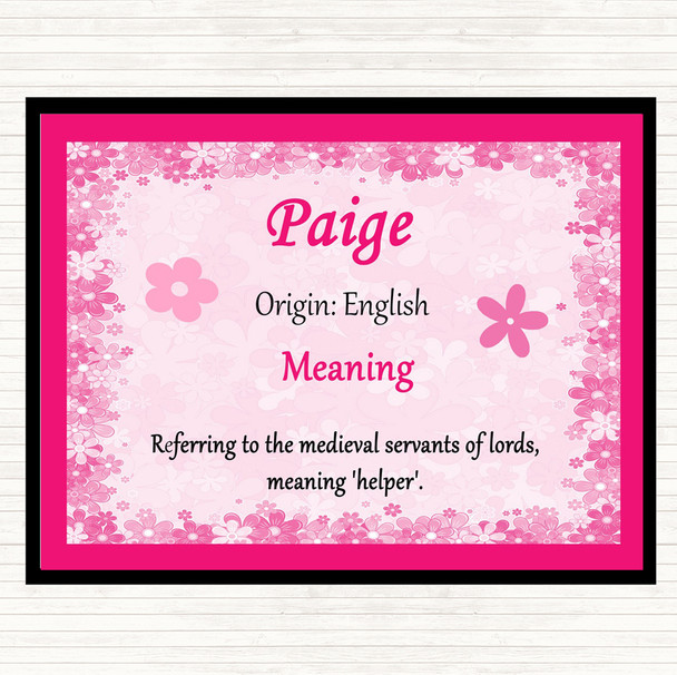 Paige Name Meaning Placemat Pink