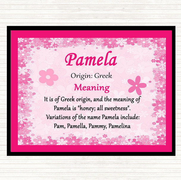 Pamela Name Meaning Placemat Pink