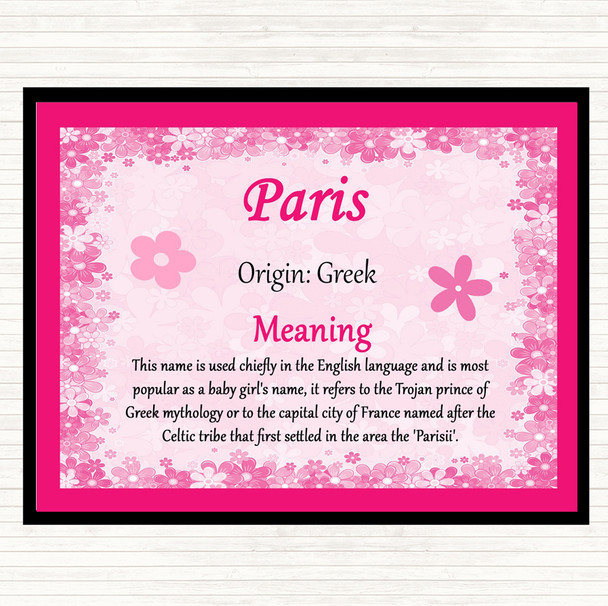 Paris Name Meaning Placemat Pink