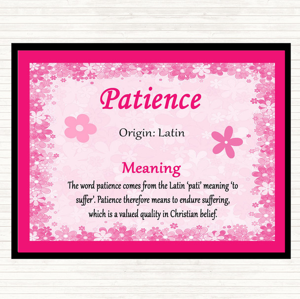 Patience Name Meaning Placemat Pink