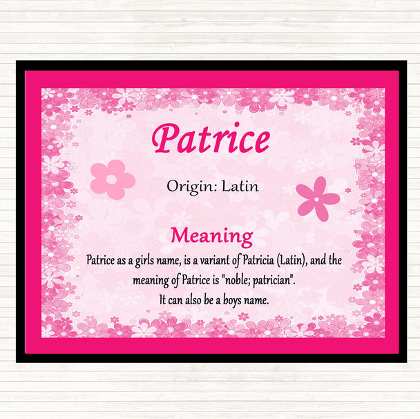 Patrice Name Meaning Placemat Pink