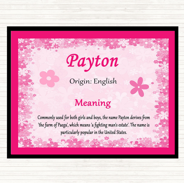 Payton Name Meaning Placemat Pink