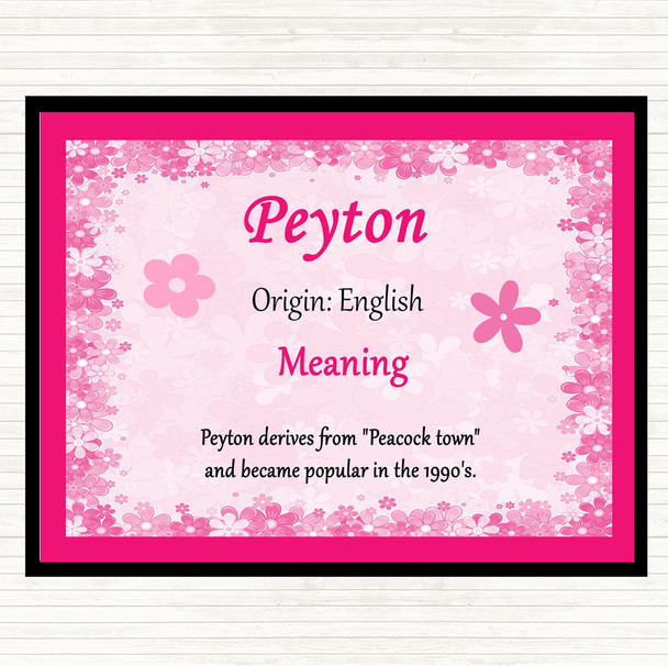 Peyton Name Meaning Placemat Pink