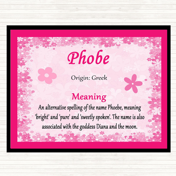 Phobe Name Meaning Placemat Pink