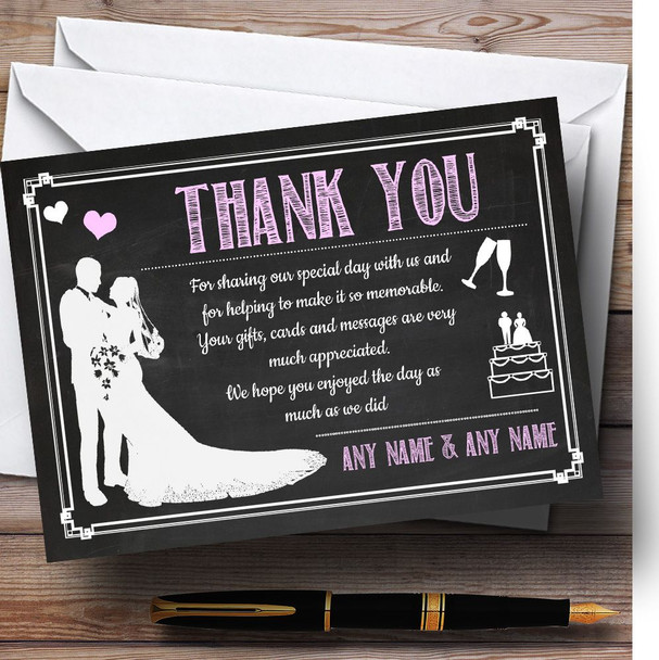 Chalkboard Pink Customised Wedding Thank You Cards