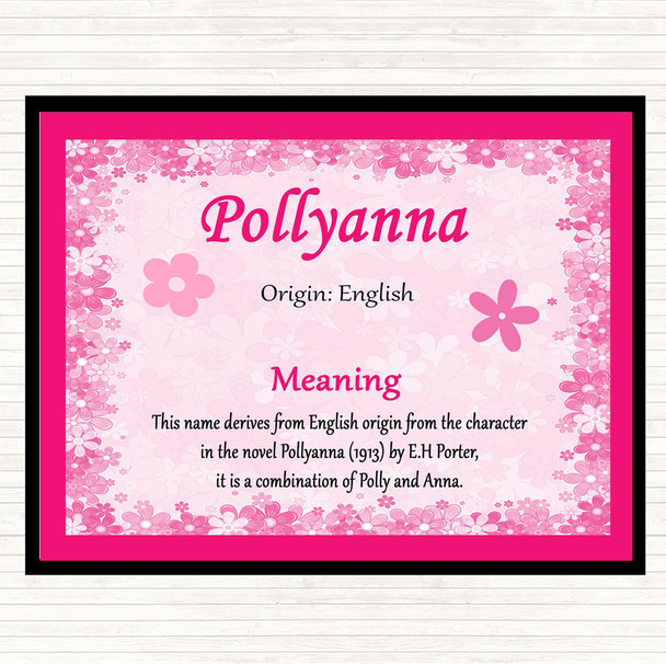Pollyanna Name Meaning Placemat Pink