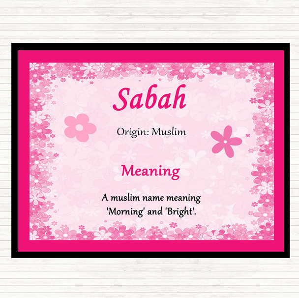 Sabah Name Meaning Placemat Pink