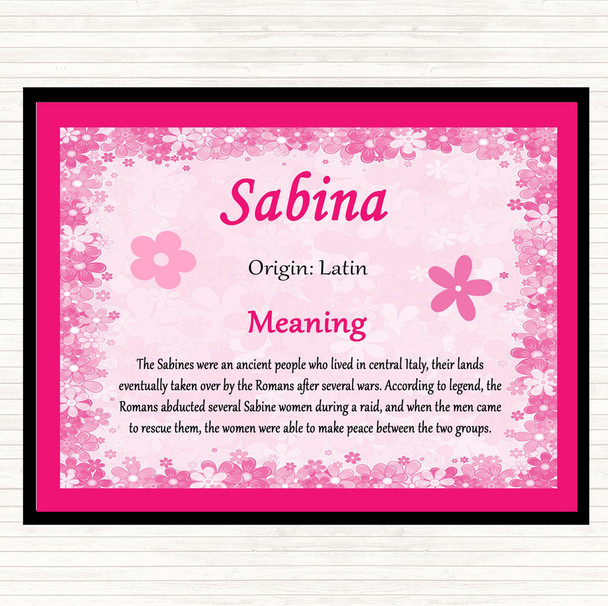 Sabina Name Meaning Placemat Pink