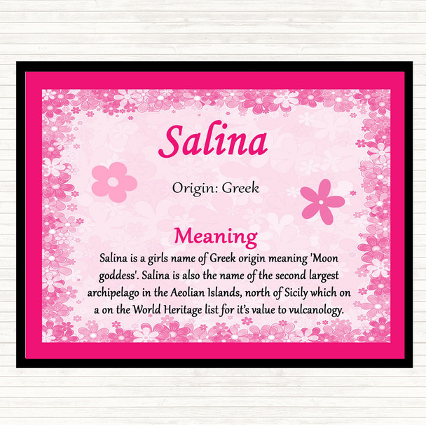 Salina Name Meaning Placemat Pink