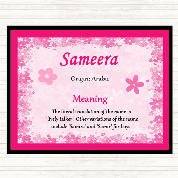 Sameera Name Meaning Placemat Pink