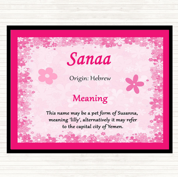 Sanaa Name Meaning Placemat Pink