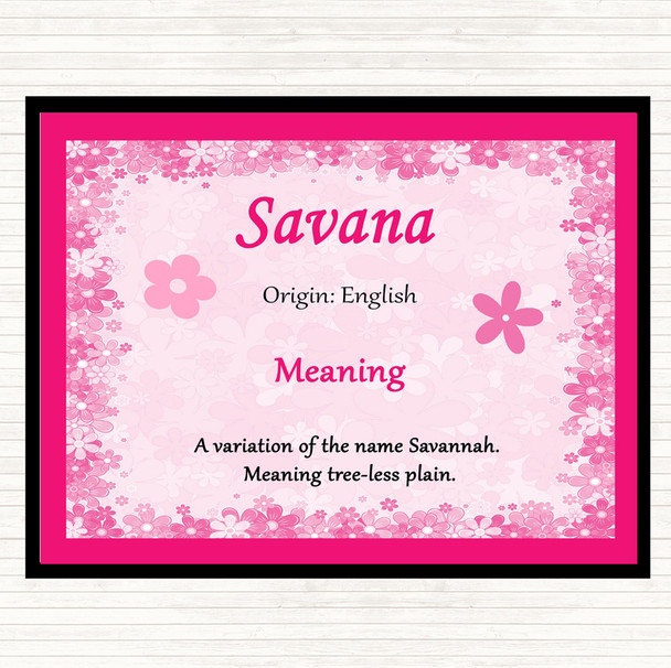 Savana Name Meaning Placemat Pink