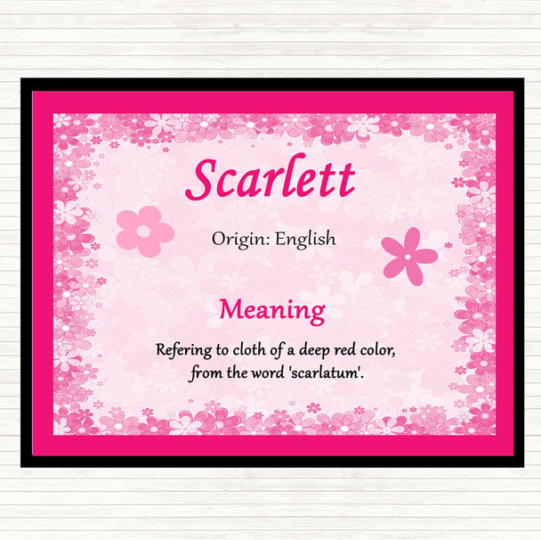 Scarlett Name Meaning Placemat Pink
