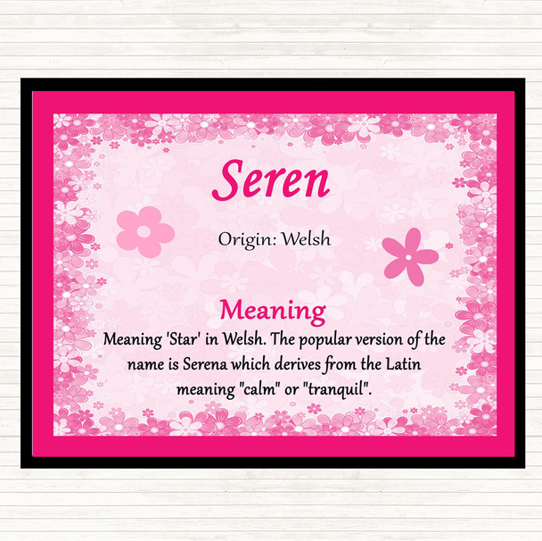 Seren Name Meaning Placemat Pink