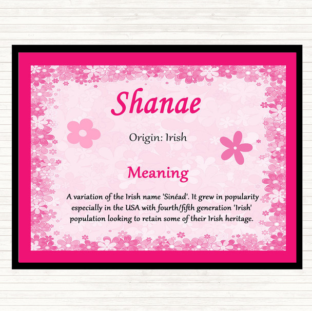 Shanae Name Meaning Placemat Pink