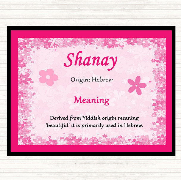 Shanay Name Meaning Placemat Pink