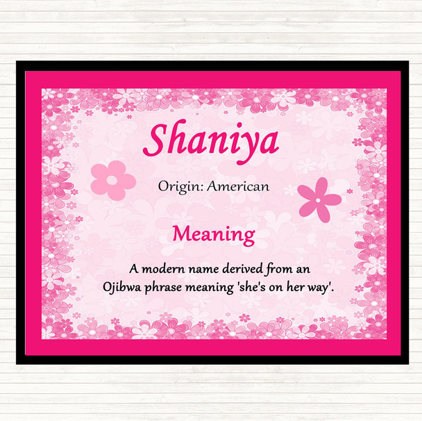 Shaniya Name Meaning Placemat Pink