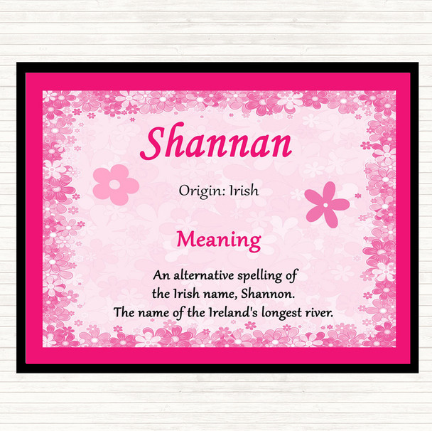 Shannan Name Meaning Placemat Pink