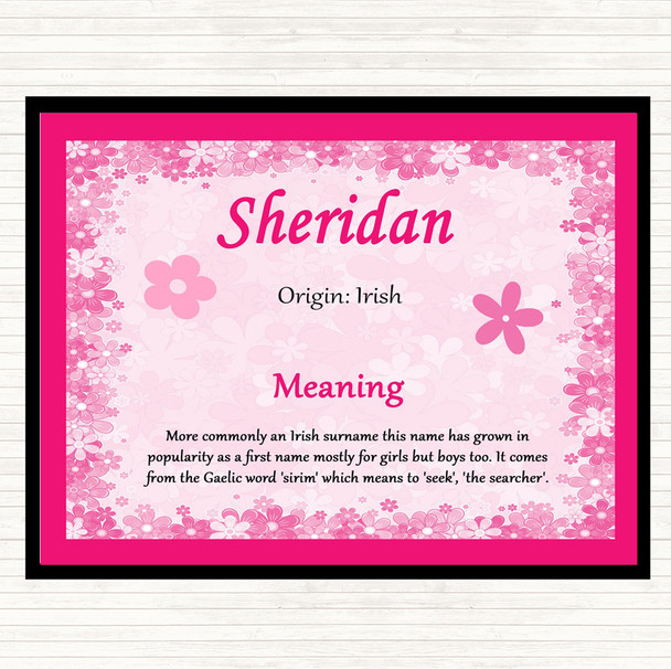 Sheridan Name Meaning Placemat Pink