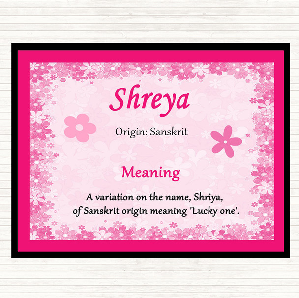Shreya Name Meaning Placemat Pink