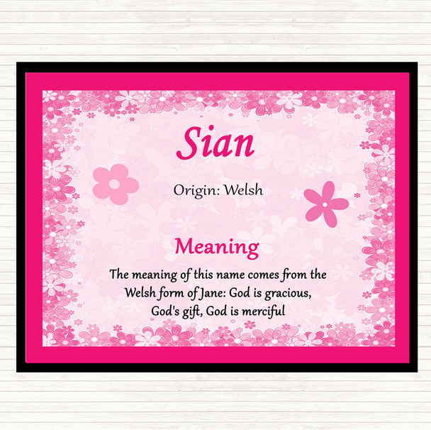 Sian Name Meaning Placemat Pink