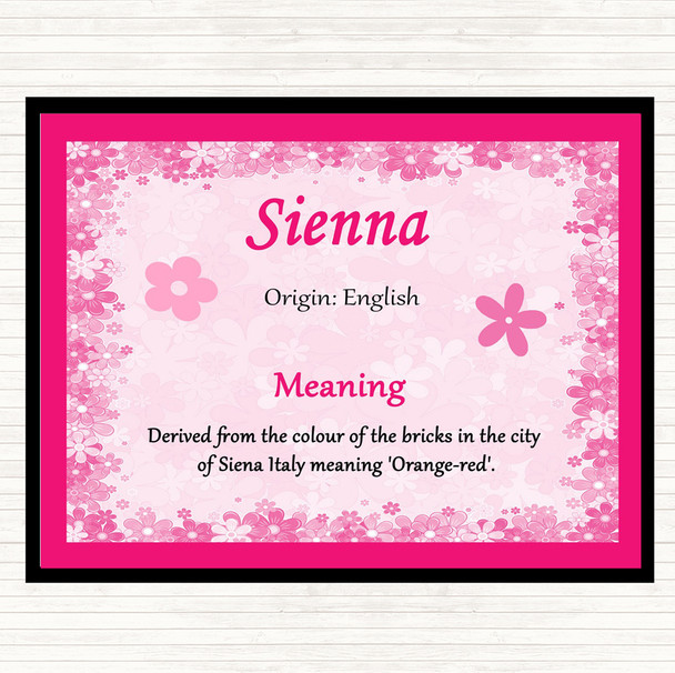 Sienna Name Meaning Placemat Pink