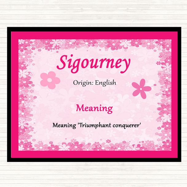 Sigourney Name Meaning Placemat Pink