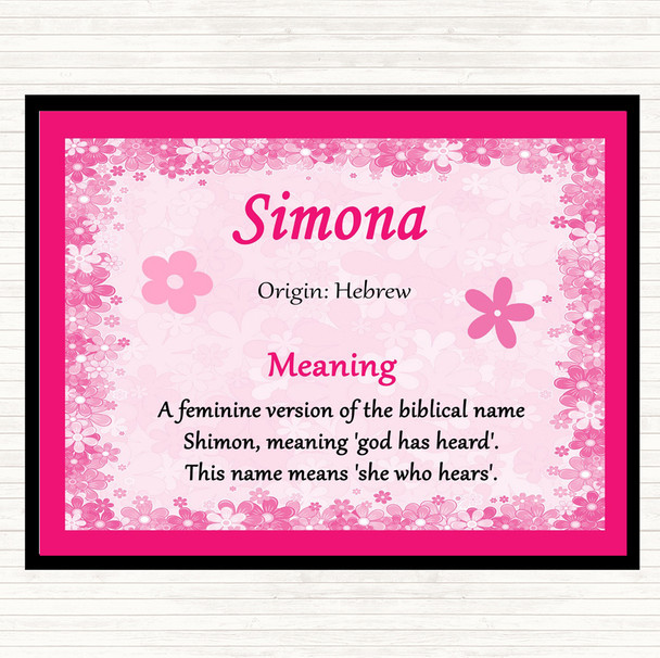 Simona Name Meaning Placemat Pink