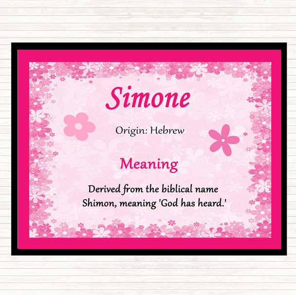 Simone Name Meaning Placemat Pink