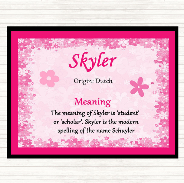 Skyler Name Meaning Placemat Pink