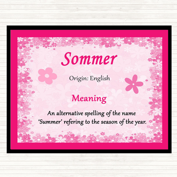 Sommer Name Meaning Placemat Pink