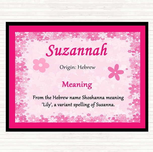 Suzannah Name Meaning Placemat Pink