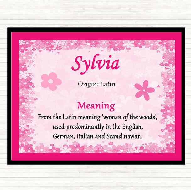 Sylvia Name Meaning Placemat Pink