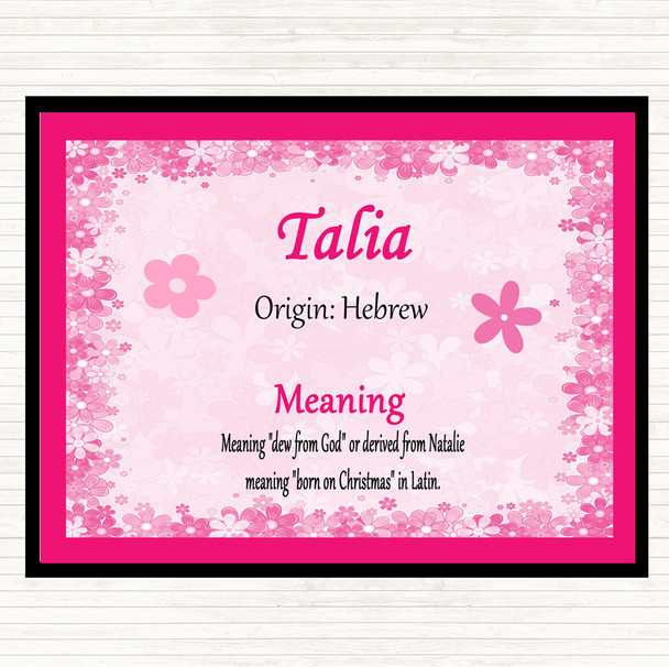 Talia Name Meaning Placemat Pink