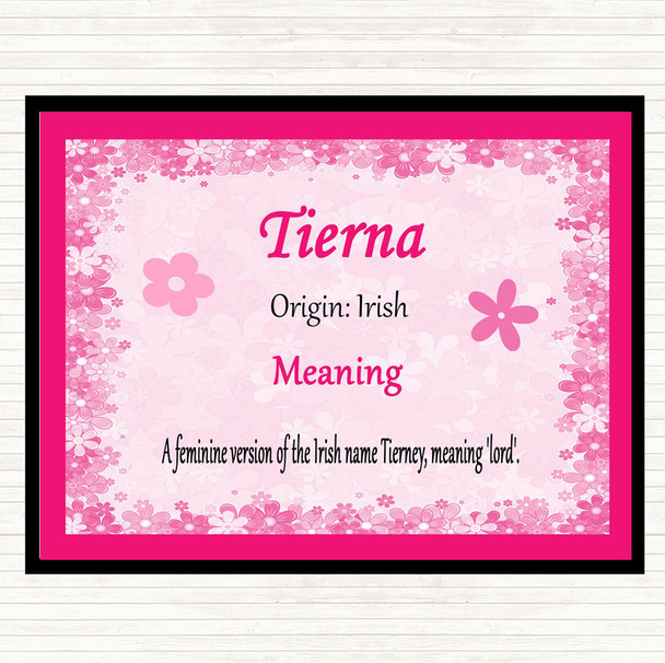 Tierna Name Meaning Placemat Pink