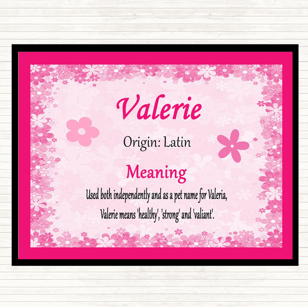 Valerie Name Meaning Placemat Pink