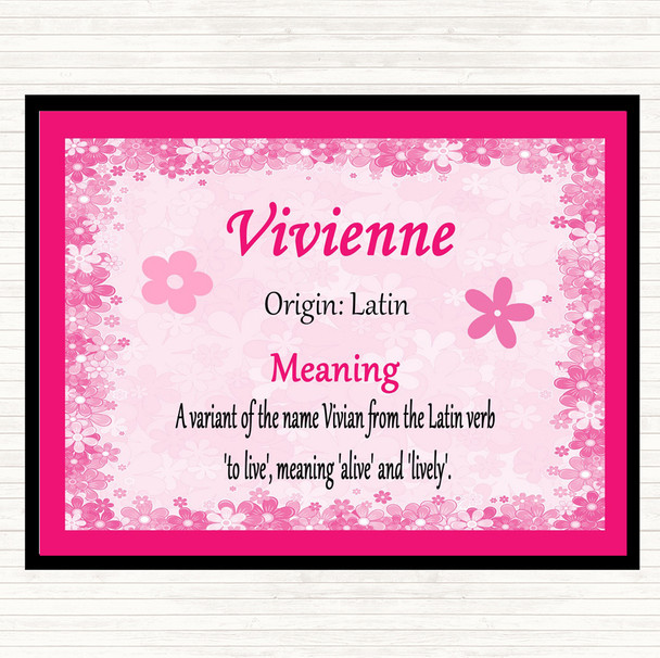 Vivienne Name Meaning Placemat Pink