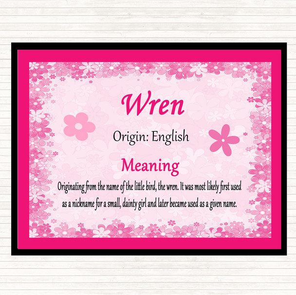 Wren Name Meaning Placemat Pink