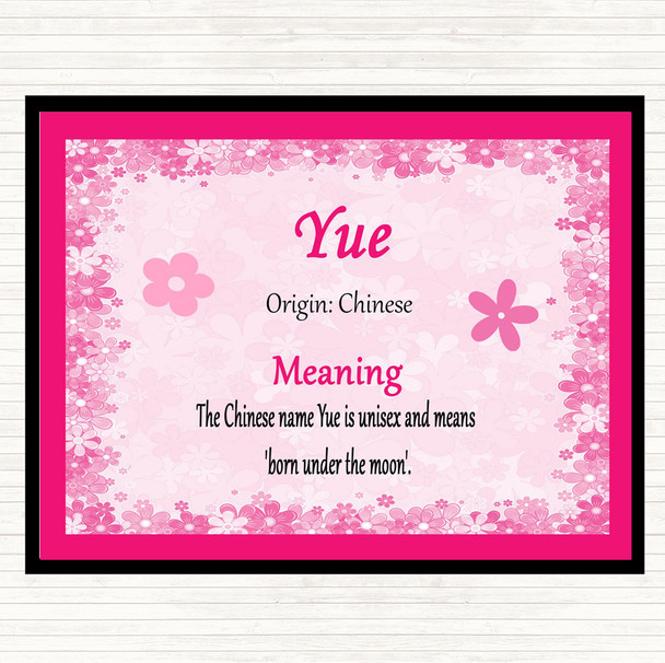 Yue. Name Meaning Placemat Pink