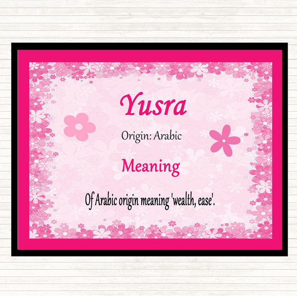 Yusra Name Meaning Placemat Pink