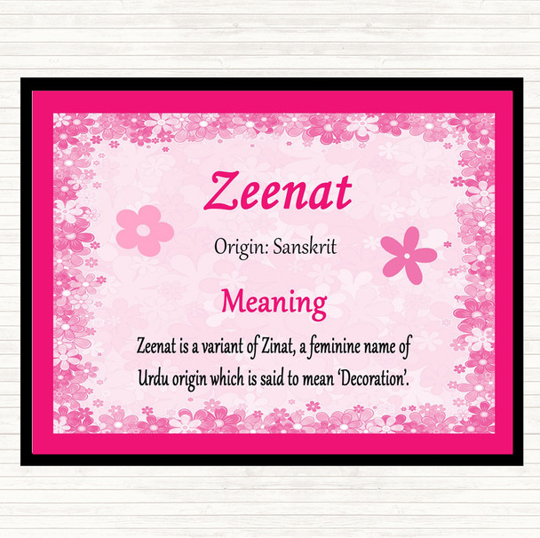 Zeenat Name Meaning Placemat Pink