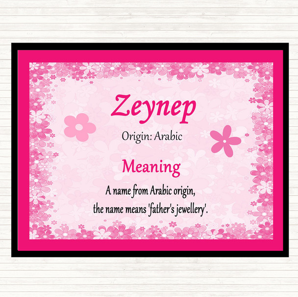 Zeynep Name Meaning Placemat Pink