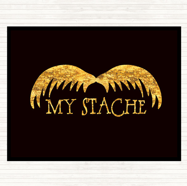 Black Gold Mustache Word Art Quote Placemat