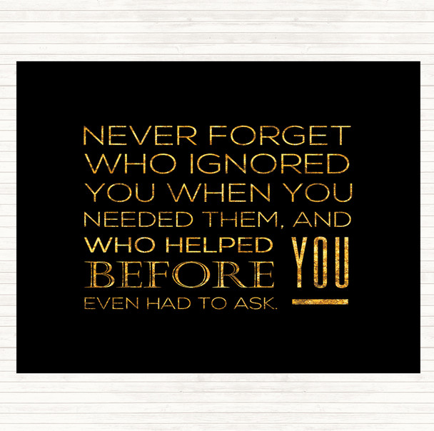 Black Gold Never Forget Quote Placemat