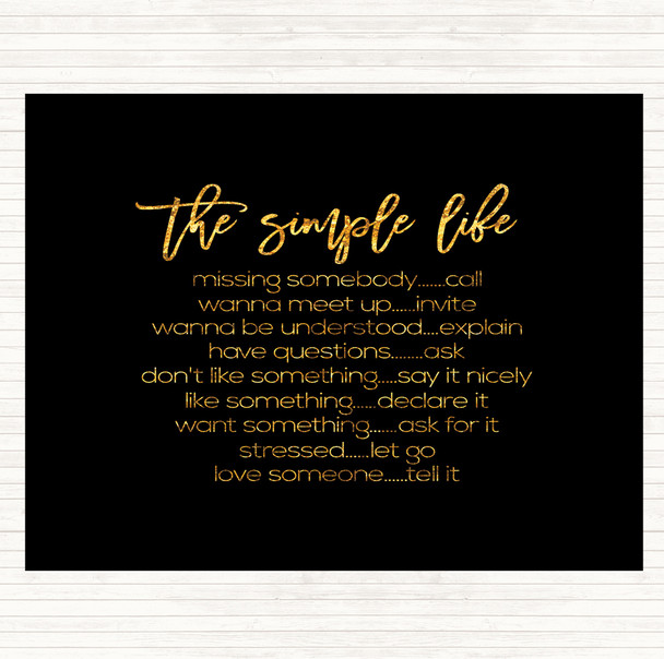 Black Gold Simple Life Quote Placemat