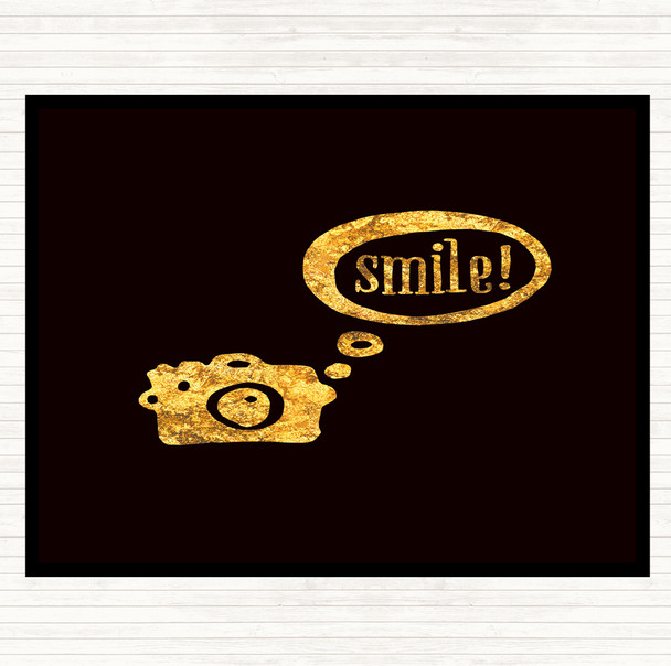 Black Gold Smile Camera Quote Placemat